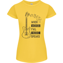 Guitar When Words Fail Music Speaks Womens Petite Cut T-Shirt Yellow