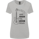 Guitar When Words Fail Music Speaks Womens Wider Cut T-Shirt Sports Grey