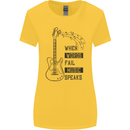 Guitar When Words Fail Music Speaks Womens Wider Cut T-Shirt Yellow