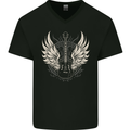 Guitar Wings Rock n Roll Music Heavy Metal Mens V-Neck Cotton T-Shirt Black