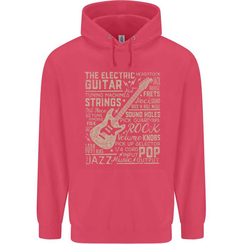 Guitar Word Art Guitarist Electric Acoustic Childrens Kids Hoodie Heliconia