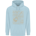 Guitar Word Art Guitarist Electric Acoustic Childrens Kids Hoodie Light Blue