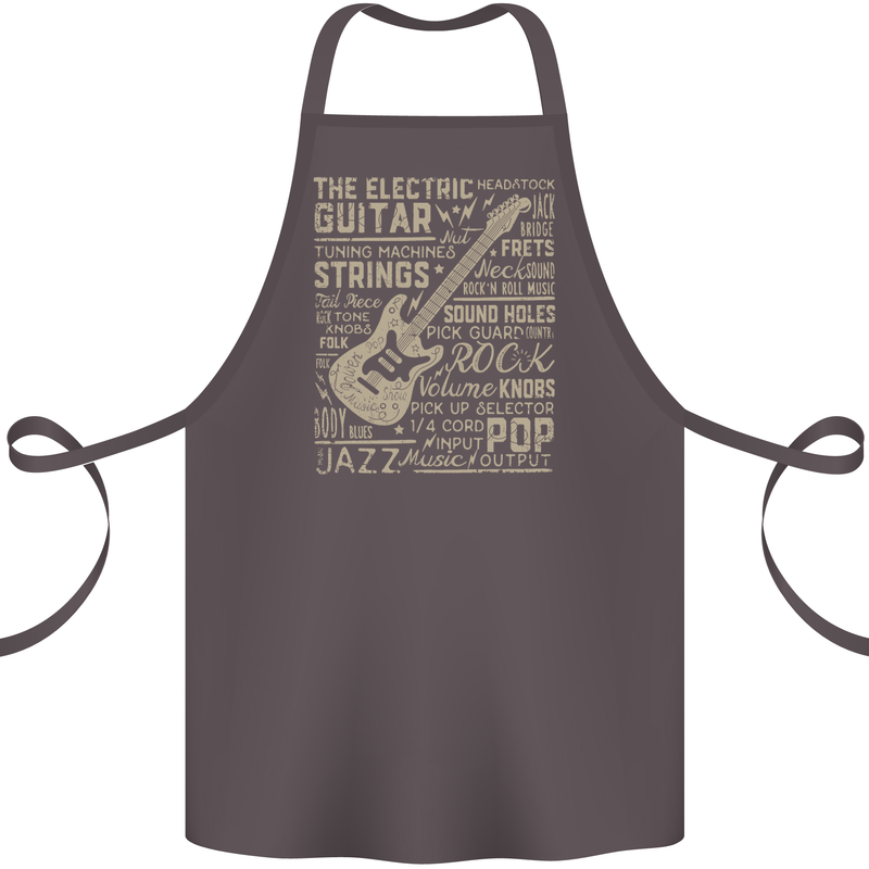 Guitar Word Art Guitarist Electric Acoustic Cotton Apron 100% Organic Dark Grey