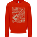 Guitar Word Art Guitarist Electric Acoustic Kids Sweatshirt Jumper Bright Red