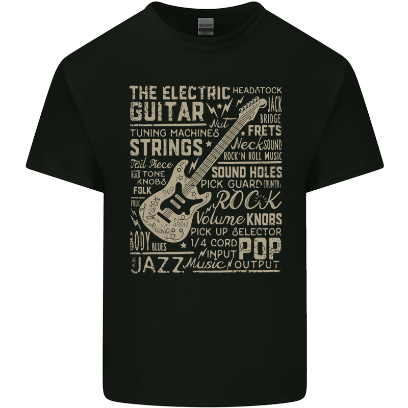 Guitar Word Art Guitarist Electric Acoustic Kids T-Shirt Childrens Black