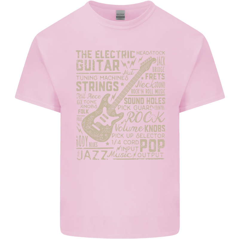 Guitar Word Art Guitarist Electric Acoustic Kids T-Shirt Childrens Light Pink