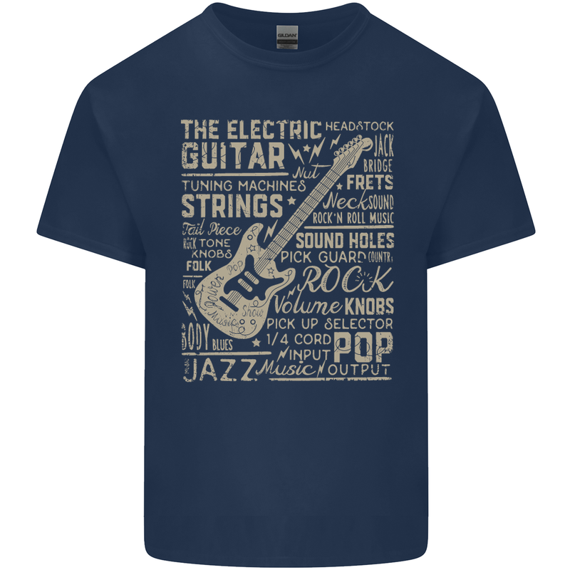 Guitar Word Art Guitarist Electric Acoustic Kids T-Shirt Childrens Navy Blue