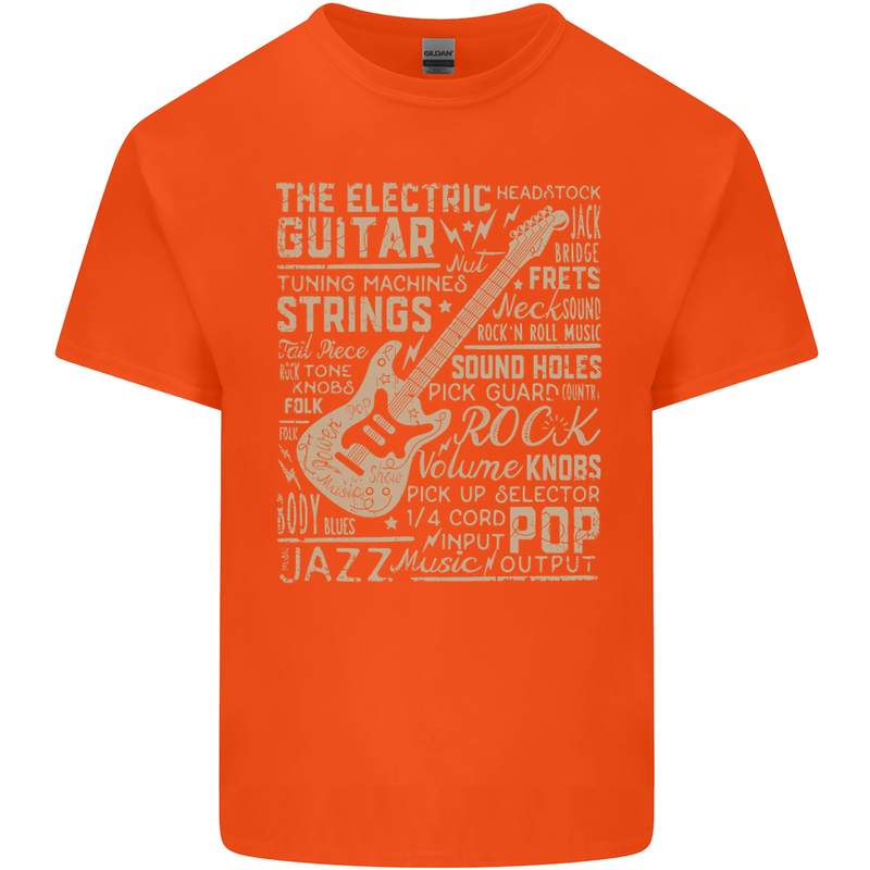 Guitar Word Art Guitarist Electric Acoustic Kids T-Shirt Childrens Orange