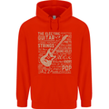 Guitar Word Art Guitarist Electric Acoustic Mens 80% Cotton Hoodie Bright Red