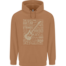 Guitar Word Art Guitarist Electric Acoustic Mens 80% Cotton Hoodie Caramel Latte