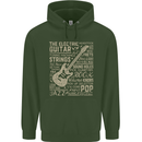 Guitar Word Art Guitarist Electric Acoustic Mens 80% Cotton Hoodie Forest Green