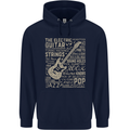 Guitar Word Art Guitarist Electric Acoustic Mens 80% Cotton Hoodie Navy Blue