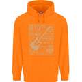 Guitar Word Art Guitarist Electric Acoustic Mens 80% Cotton Hoodie Orange