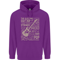 Guitar Word Art Guitarist Electric Acoustic Mens 80% Cotton Hoodie Purple