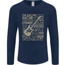 Guitar Word Art Guitarist Electric Acoustic Mens Long Sleeve T-Shirt Navy Blue