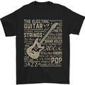 Guitar Word Art Guitarist Electric Acoustic Mens T-Shirt Cotton Gildan Black