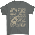 Guitar Word Art Guitarist Electric Acoustic Mens T-Shirt Cotton Gildan Charcoal