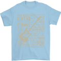 Guitar Word Art Guitarist Electric Acoustic Mens T-Shirt Cotton Gildan Light Blue