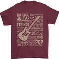 Guitar Word Art Guitarist Electric Acoustic Mens T-Shirt Cotton Gildan Maroon