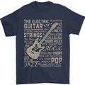 Guitar Word Art Guitarist Electric Acoustic Mens T-Shirt Cotton Gildan Navy Blue