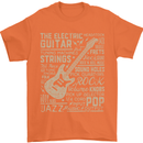 Guitar Word Art Guitarist Electric Acoustic Mens T-Shirt Cotton Gildan Orange
