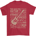 Guitar Word Art Guitarist Electric Acoustic Mens T-Shirt Cotton Gildan Red