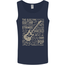 Guitar Word Art Guitarist Electric Acoustic Mens Vest Tank Top Navy Blue