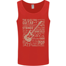 Guitar Word Art Guitarist Electric Acoustic Mens Vest Tank Top Red