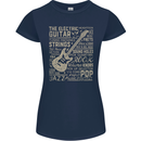 Guitar Word Art Guitarist Electric Acoustic Womens Petite Cut T-Shirt Navy Blue