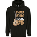 Guitar Words Fail Music Speaks Guitarist Childrens Kids Hoodie Black