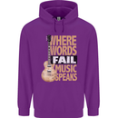 Guitar Words Fail Music Speaks Guitarist Childrens Kids Hoodie Purple