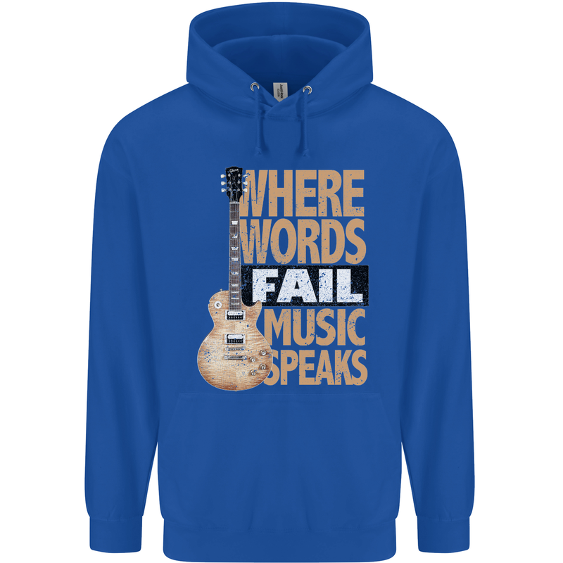 Guitar Words Fail Music Speaks Guitarist Childrens Kids Hoodie Royal Blue