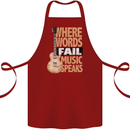 Guitar Words Fail Music Speaks Guitarist Cotton Apron 100% Organic Maroon