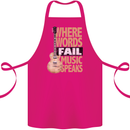 Guitar Words Fail Music Speaks Guitarist Cotton Apron 100% Organic Pink