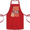Guitar Words Fail Music Speaks Guitarist Cotton Apron 100% Organic Red
