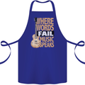 Guitar Words Fail Music Speaks Guitarist Cotton Apron 100% Organic Royal Blue