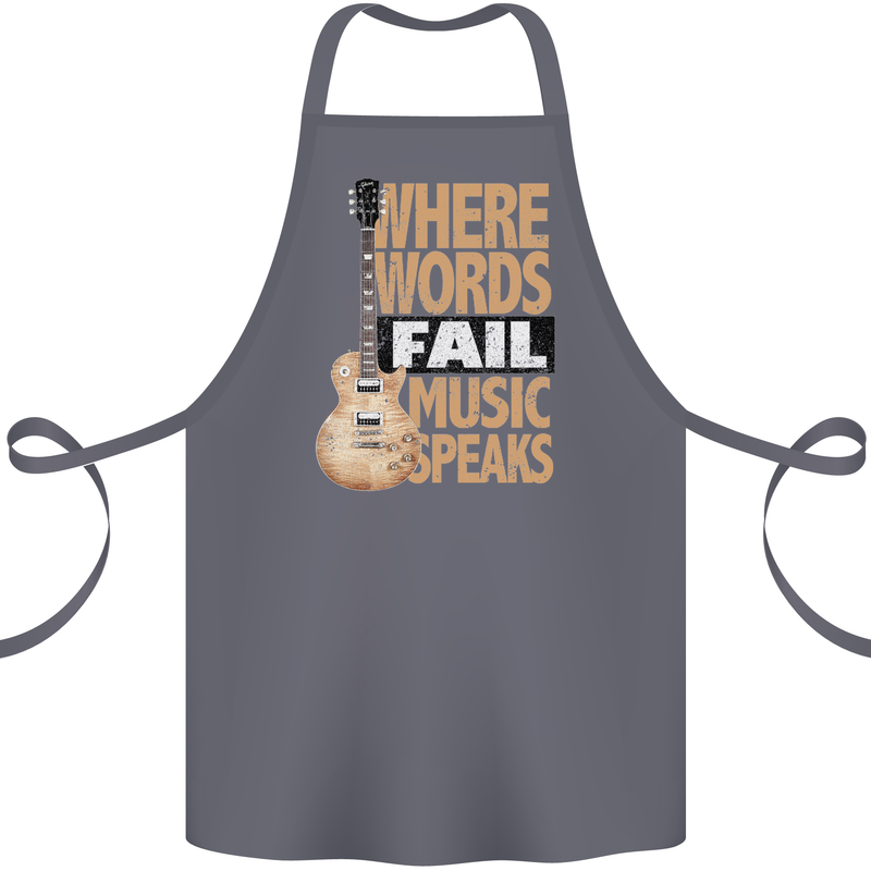 Guitar Words Fail Music Speaks Guitarist Cotton Apron 100% Organic Steel