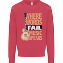 Guitar Words Fail Music Speaks Guitarist Kids Sweatshirt Jumper Heliconia