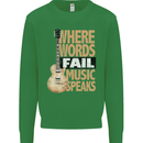 Guitar Words Fail Music Speaks Guitarist Kids Sweatshirt Jumper Irish Green