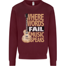 Guitar Words Fail Music Speaks Guitarist Kids Sweatshirt Jumper Maroon