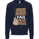 Guitar Words Fail Music Speaks Guitarist Kids Sweatshirt Jumper Navy Blue