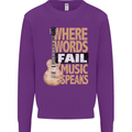 Guitar Words Fail Music Speaks Guitarist Kids Sweatshirt Jumper Purple