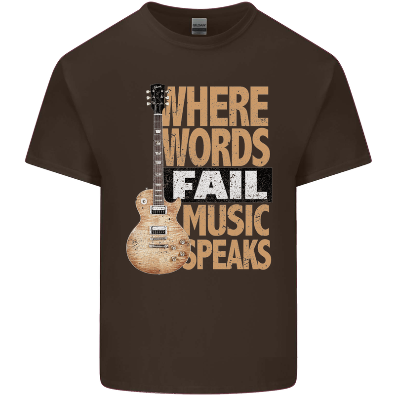 Guitar Words Fail Music Speaks Guitarist Kids T-Shirt Childrens Chocolate
