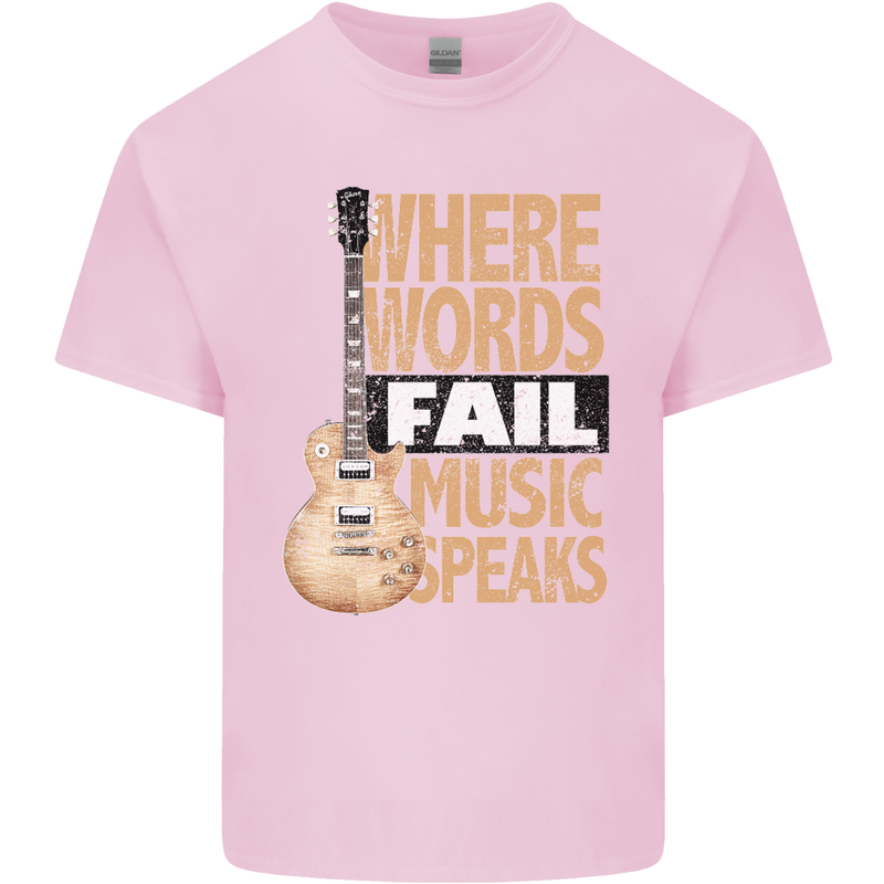 Guitar Words Fail Music Speaks Guitarist Kids T-Shirt Childrens Light Pink