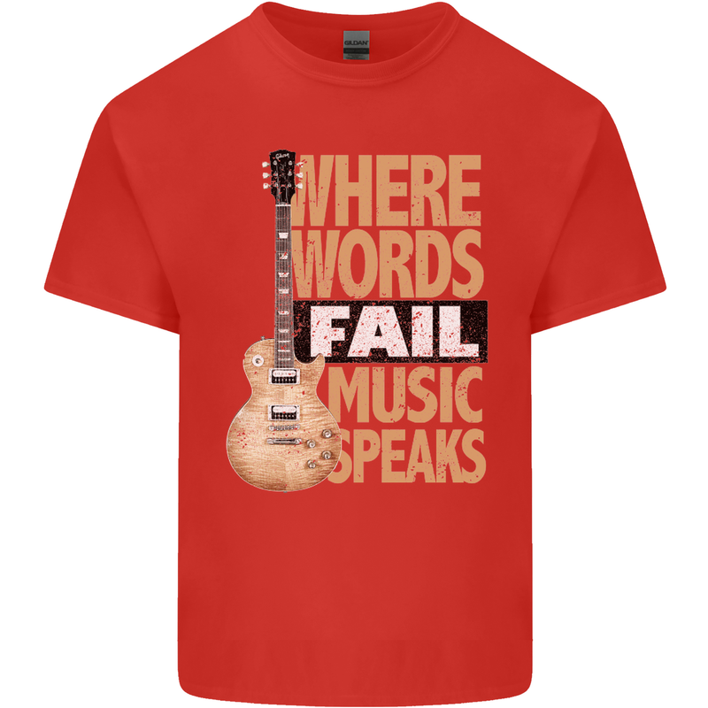 Guitar Words Fail Music Speaks Guitarist Kids T-Shirt Childrens Red