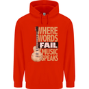 Guitar Words Fail Music Speaks Guitarist Mens 80% Cotton Hoodie Bright Red