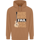 Guitar Words Fail Music Speaks Guitarist Mens 80% Cotton Hoodie Caramel Latte