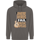 Guitar Words Fail Music Speaks Guitarist Mens 80% Cotton Hoodie Charcoal