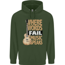 Guitar Words Fail Music Speaks Guitarist Mens 80% Cotton Hoodie Forest Green