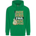 Guitar Words Fail Music Speaks Guitarist Mens 80% Cotton Hoodie Irish Green